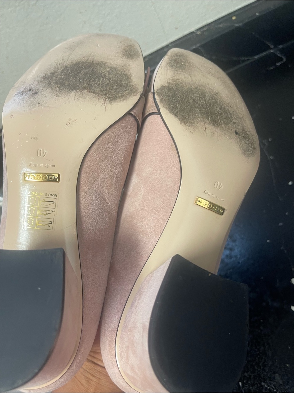 Gucci Pink Suede Fringe Loafers with Gold GG - Picture 9 of 16